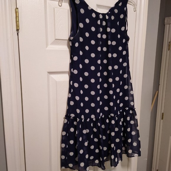 Jessica Howard navy blue / Dark blue polka dot mini dress. Size 4 petite - Picture 2 of 7